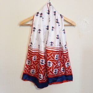 Vintage Baar and Beards Anchor Print Scarf-Rectangle-Nautical-Made In Japan